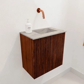 Mondiaz Joya DLux 40cm toiletmeubel ruby met wastafel faye rechts zonder kraangat glace