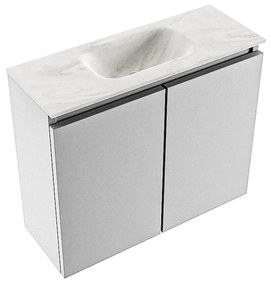 Mondiaz Ture DLux toiletmeubel 60cm plata met wastafel ostra midden zonder kraangat