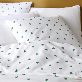 Bedlinnenset van 50% gerecycled katoen met vierkant kussensloop, groen, van Scacco