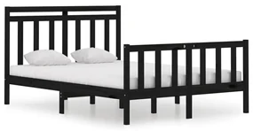 vidaXL Bedframe massief hout zwart 140x190 cm
