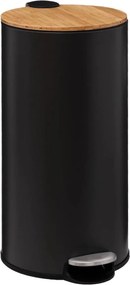 5Five Prullenbak/Pedaalemmer Bamboe – Zwart – Metaal – 30 Liter