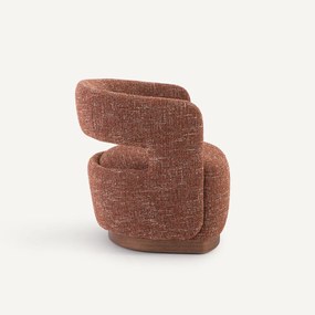 Draaifauteuil met walnoten onderstel, stof met structuur, Jesper