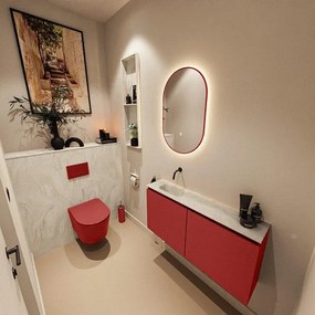 MONDIAZ TURE-DLUX 100cm toiletmeubel Fire. EDEN wastafel Ostra positie links. Zonder kraangat. TUREDX100FIRL0OST