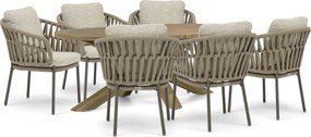 Tuinset 6 personen 240 cm Rope Zand/Beige Coco Viento/Boston