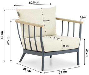 Stoel en Bank Loungeset 5 personen Aluminium/Teak Grijs  Apple Bee Condor
