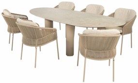 Taste by 4 Seasons Florence tuinset latte met estate tafel 240 cm keramiek Tuinstoel   taupe weerbestendig