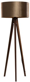 Vloerlamp tripod walnoot hout met velours kap brons 50cm - Tripod Classic Klassiek / Antiek, Landelijk E27 rond Binnenverlichting Lamp