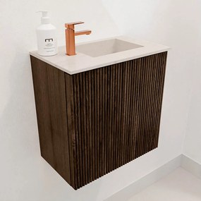Mondiaz Joya DLux 40cm toiletmeubel walnut met wastafel faye rechts 1 kraangat meli
