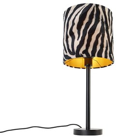 Stoffen Moderne tafellamp zwart met kap zebra 25 cm - Simplo Modern E27 cilinder / rond Binnenverlichting Lamp
