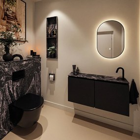 Mondiaz Ture DLux toiletmeubel 100cm urban met wastafel lava rechts met kraangat