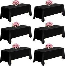 VEVOR 6 x Tafelkleed 1778x3048 mm, Herbruikbare tafelkleedbeschermer, Machinewasbaar Polyester Tafelkleed voor Bruiloften, Banketten en Formele Evenementen, Zwart