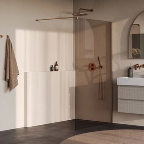 Brauer Oblivion inloopdouche bronsglas 120cm koper geborsteld PVD