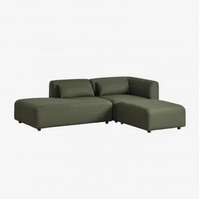 Modulaire Hoekbank Van 2 Delen Met Linker Divan En Poef Fogler Teddystof Currygeel - Sklum