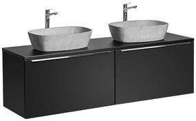 Comad Santa Fe Black badkamermeubel 160cm zwart mat met 2 mat grijze waskommen