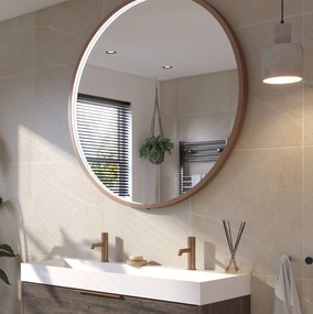 Ben Callisto ronde spiegel met LED verlichting en anti-condens Ø120cm geborsteld koper