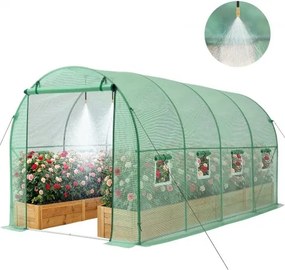 VEVOR Kas 4,48x1,97x1,97 m, Foliekas, Polytunnel met irrigatiesysteem, Stalen frame, PE-hoes, Roldeur met ritssluiting &amp; 8 ramen, Buitenkas