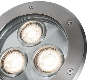 Buitenlamp Moderne grondspot staal 3-lichts IP65 - Tribus Modern GU10 IP65 Buitenverlichting