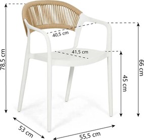 Tuinset Ronde Tuintafel 6 personen 150 cm Kunststof Wit  Domani Furniture Toscano/Arancia