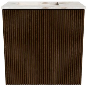 Mondiaz Joya DLux 40cm toiletmeubel walnut met wastafel faye links zonder kraangat frappe