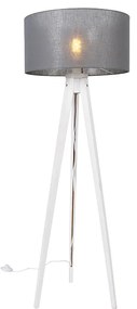 Moderne vloerlamp tripod wit met kap grijs 50 cm - Tripod Classic Modern E27 Scandinavisch rond Binnenverlichting Lamp