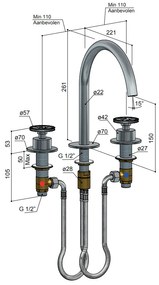 Hotbath Cobber @Work wastafelmengkraan 3 gats zwart mat