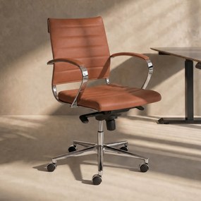 Design Bureaustoel Van Bruin PU-leder