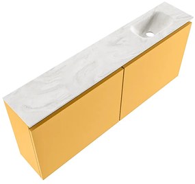 Mondiaz Ture DLux toiletmeubel 120cm ocher met wastafel ostra rechts met kraangat