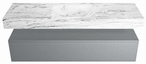 Mondiaz Alan DLux badmeubel 150cm plata 1 lade met wastafel glace midden 1 kraangat