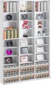 VEVOR Mediakast, 9-laags dvd-rek voor maximaal 756 cd's, verstelbare cd-rekken met 27 vakken, beschermt en organiseert muziek-, film-, videogame- of memorabiliaverzamelingen, wit