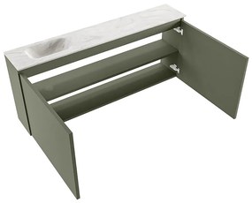 Mondiaz Ture DLux toiletmeubel 120cm army met wastafel ostra links zonder kraangat