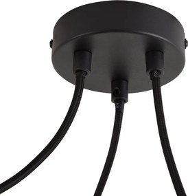 Design hanglamp zwart met houten print kap en opaal glas 3-lichts - Tulip