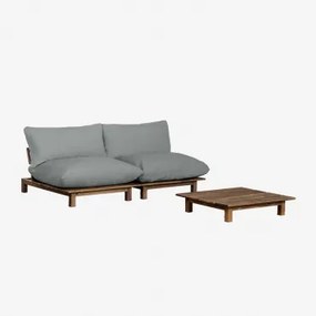 Tuinset Met 2-delige Modulaire Relaxbank En Salontafel In Brina Acaciahout Grijs – Antraciet - Sklum