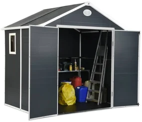 Kunststof gereedschapsschuurtje 2,4 x 1,9 m CoverTech antraciet