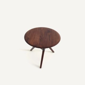 Ronde salontafel in massief notenhout, diameter 50 cm, MARICIELO