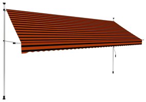vidaXL Luifel handmatig uittrekbaar 400 cm oranje en bruin