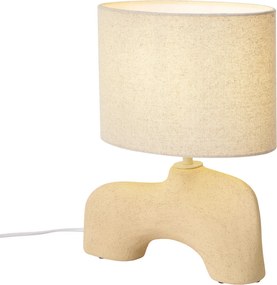 Wabi Sabi tafellamp beige met linen kap 35cm - Florence
