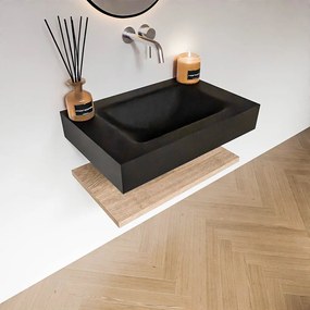 Zaro Alan badmeubel 70cm met planchet washed oak en vrijhangende wastafel cloud midden zonder kraangat urban