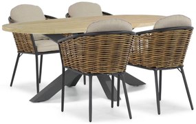 Tuinset 4 personen 200 cm Aluminium/wicker Grijs Lifestyle Garden Furniture Nice/Brookline