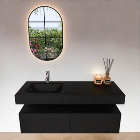 Zaro Alan badmeubel 130cm urban 2 lades met vrijhangende wastafel cloud links 1 kraangat urban