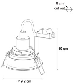 Set van 6 Moderne inbouwspot gunmetal GU10 50mm rond kantelbaar - Chuck GU10 Binnenverlichting Lamp