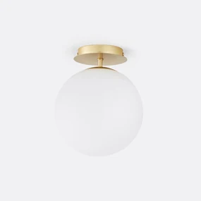 Plafondlamp in messing en opaline glas, Moricio