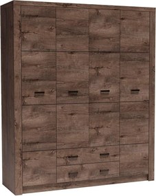 Kledingkast Serfeno 116, Donker essen, 214x178x58cm, 169 kg, Kledingkast deuren: Met scharnieren, Aantal planken: 5, Aantal planken: 5