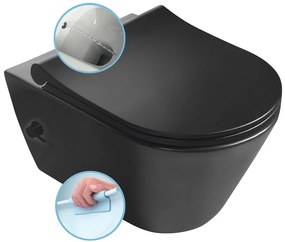 Sapho Avva hangend randloos toilet met bidetspoeler en mengkraan 36x53cm zwart mat