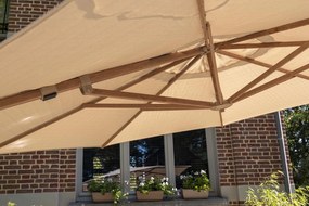 4 Seasons Outdoor Siesta PREMIUM Ø 350 cm parasol zand, wood look frame Parasol   beige weerbestendig