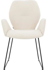 Goossens Eetkamerstoel Hera wit stof met armleuning, modern design