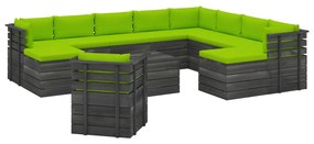 vidaXL 12-delige Loungeset pallet met kussens massief grenenhout