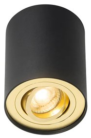 Plafondspot zwart met goud draai- en kantelbaar - Rondoo up
