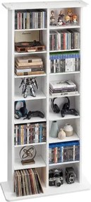 VEVOR Media Shelf, 8-laags cd-rek, 559x222x1295 mm, multimedia-opbergkast voor cd's, dvd's, boeken en games, kamerverdelerkast met 16 vakken voor woonkamer, thuiskantoor, opnamestudio, wit