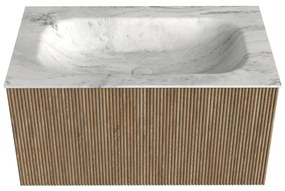 Mondiaz Kurve-dlux 80cm badmeubel dusk met 1 lade en wastafel big small midden zonder kraangat opalo