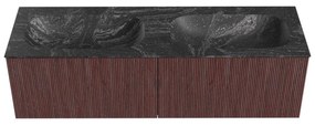 Mondiaz Kurve-dlux 150cm badmeubel ruby met 2 lades en wastafel stor small dubbel zonder kraangat lava